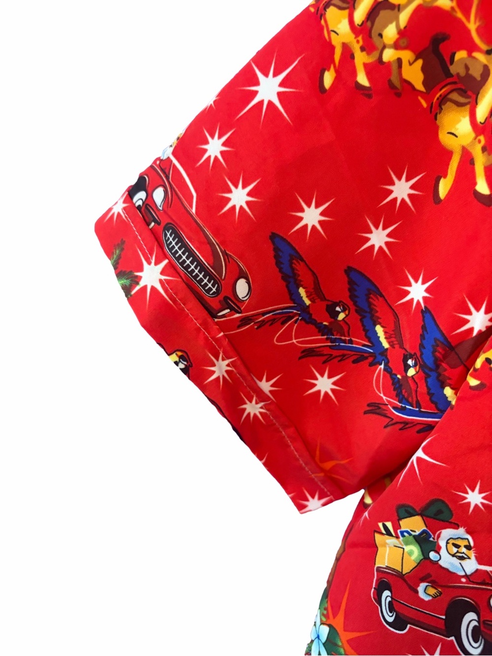🆕💜SSLR Men’s Christmas Hawaiian Shirt Santa Reindeer Classic Car Button Up NWOT - Picture 2 of 10